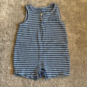 GAP Baby Blue and White Striped Knit Romper